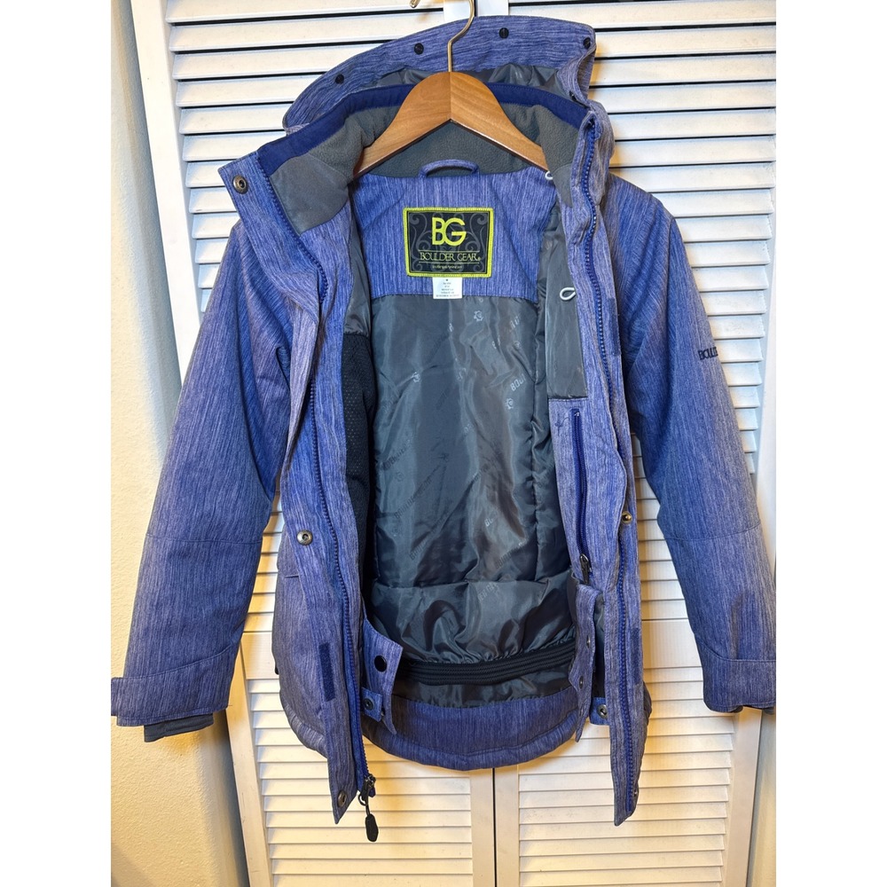 Boulder Gear Blue Heathered Insulated Ski Snowboard Jacket Hooded Womens Medium - Picture 6 of 9